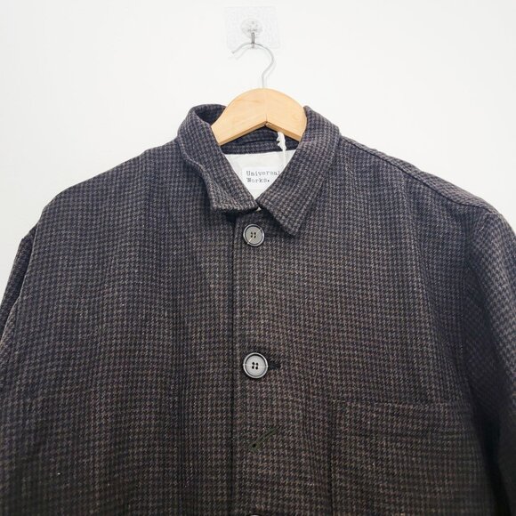 Universal Works Dogtooth Wool Mix Bakers Jacket in Brown XXL NWT - Picture 3 of 8